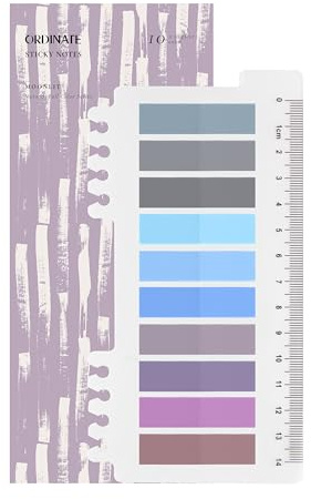 200 Stück Haftnotizen Tabs, Gray Stile Pagemarker Selbstklebend Pastell Beschreibbare Haftstreifen Klebezettel mit Lineal für Seitenmarkierung Lesezeichen (G-Moonlit)