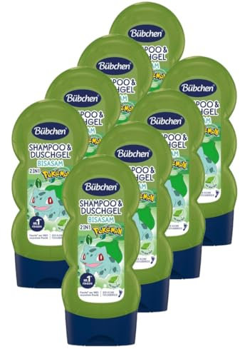 Bübchen 2in1 Shampoo & Duschgel für Kinder, Pokémon Bisasam Edition, 8 x 230 ml