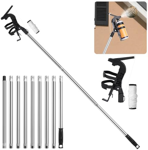 Sprühdosen Verlängerungsstangen Adapter, Sprühdosenhalter mit 3,6m Teleskopstange Thread, Einstellbarer Winkel Sprühstange, Wespenspray Für Wespenschaum/Wespenspray Spray und Spritzlackierung