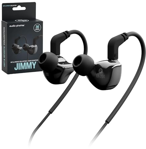 audio pirates - Jimmy KK-200 - In-Ear Headphones, Jack Plug, Case, HiFi Sound, 1.6 m Cable, 6.3 mm Adapter, 3 Ear Plug Sizes - Hi-Fi Headphones, PC Headphones, Sports Headphones, Jack Plug (2)