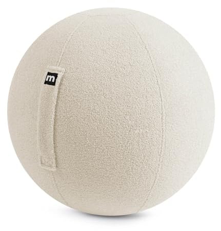 mokebo ergonomischer Sitzball 'Der Runde' mit Pumpe, Pezziball, Yogaball oder Gymnastikball mit Teddybezug, 65cm Breite, Bürostuhl Alternative für Zuhause & Büro in Natur Beige