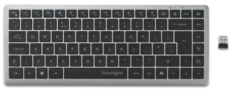 Kensington Wireless TastaturKB435 EQ, 2.4G, USB-Plug-and-Play, Kompakte geräuscharme Tastatur mit Ladefähigkeit, QWERTY-Layout, AI Copilot Taste