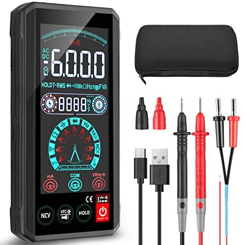 Neoteck Multimetro Digitale 6000 Conteggi Smart Touch Screen Tester Digitale TRMS Meter Tester di Capacità di Corrente di Tensione Ricaricabile Temperatura NCV Tester Portatile con Termocoppia