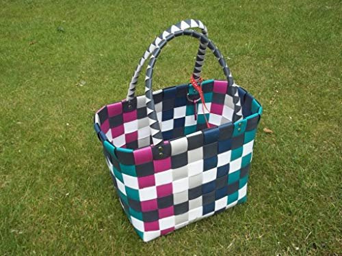 s Ice Bag Einkaufskorb, Einkaufstasche aus recycelten Kunststoffbändern, Midi, ca. 29cm x 20 cm x 21cm/38cm