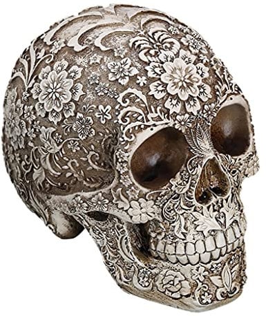 Gazechimp Menschlichen Schädel mit Blumen - Modell, Haus Tisch Ornament Halloween-Dekor