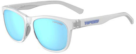 Tifosi Swank Lunettes de Soleil Verres Simples Clear, Transparent satiné/Bleu Clair polarisé, Taille Unique Femme