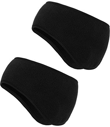 Boao 2 Pcs Winter Fleece Ear Warmers Headband Women Men, Black