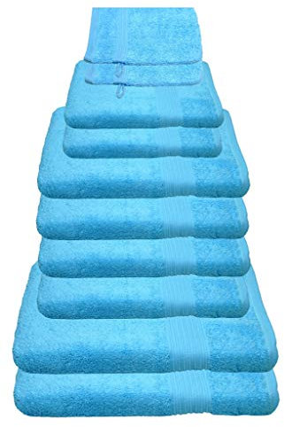 Julie Julsen 10 TLG Handtuchset 2 Badetücher 4 Handtücher 2 Gästetücher 2 Waschhandschuhe Reine Baumwolle über 30 Farben Türkis