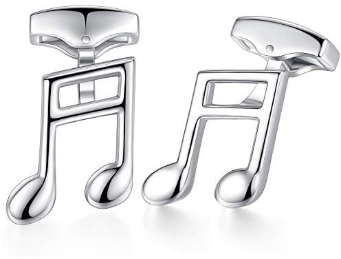 HONEY BEAR Herren Hochzeit Music Note Quaver Manschettenknöpfe Cufflinks Edelstahl Manschettenknopf,Silber,MEHRWEG