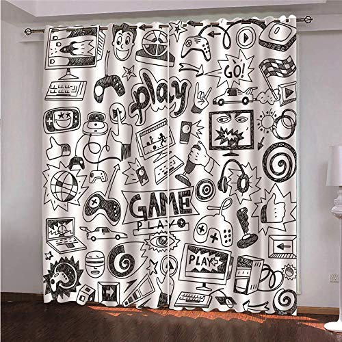 CHNXXL Vorhang Blickdicht ösen 2er Set 150(W) x166(H)(cm) Wärmeisolierend 3D Druck Graffiti Leichter weicher Polyester Gardinen für Wohnzimmer Schlafzimmer Kinderzimmer