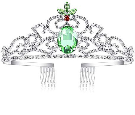 Lovelyshop Grüner Diamant Strass Tiara Geburtstag Prinzessin Tiana Krone