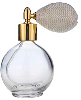 78ml Classic Round Perfume Bottle Atomizer with bulb pump, Filling Funnel & Gift Box (white with gold metal)