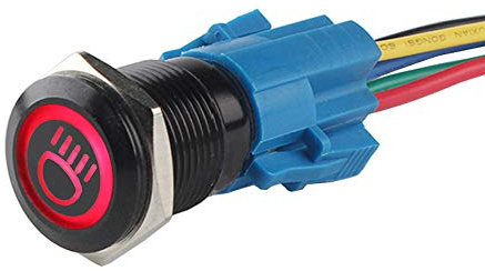 ETOPARS Schwarze Schale 19mm KFZ Kippschalter Wippschalter Druckschalter Schalter Drucktaster 12V Rot Licht Metall Fernlicht Steckdose Stecker