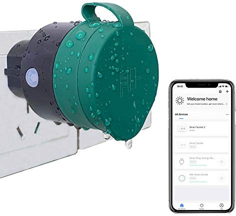 UCOMEN Outdoor Wlan Steckdosen, Wlan aussensteckdose, Smart Life Steckdose Compatible with Tuya, Alexa and Google Home, Smart Life APP - 1 Pack
