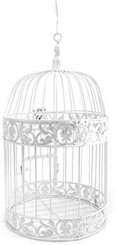 19 x 35 cm Vintage Metall Weiß Vogelkäfig für Geldgeschenke Briefe Hochzeitdekoration