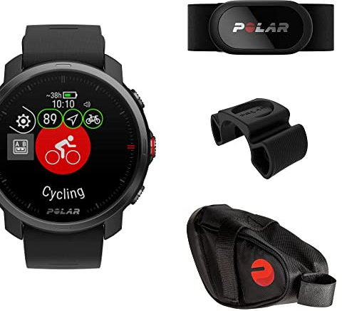 Polar Unisex Premium outdoorwatch cycling bundle, Black, M/L