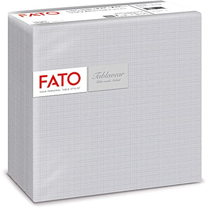 Fato - Trockene Papierservietten, Airlaid, Textileffekt, 50er Pack Servietten, Format 40x40 gefaltet in 4, Dekor Shade Silver