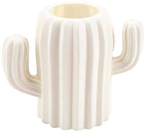 Cactus Titulaire de stylos-Drôle Stylo Pot Pinceau de Maquillage Conteneurs Porte-Crayons-Moderne Artisanat Cactus en forme de Stylo Vase Bureau Titulaire Merveilleux Cadeau (Blanc)