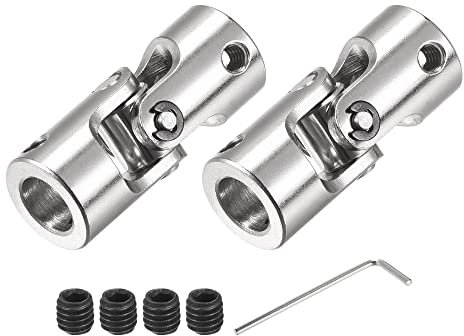 sourcing map 8mm to 10mm Inner Dia Rotatable Universal Joint Shaft Coupling Motor Shaft Coupler L35 x D16 with Screws and Wrench for RC Model Pack of 2