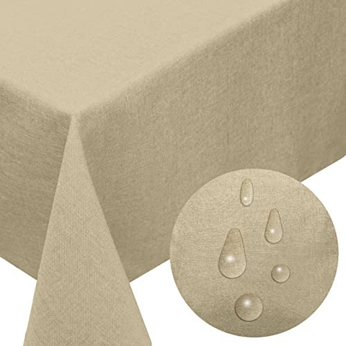 Tischdecke Eckig 160 x 260 cm, Sand - Gartentischdecke Outdoor Abwaschbar