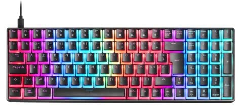 Mars Gaming MKULTRA, Clavier Mécanique Noir RGB, Compact 96%, Switch Outemu SQ Bleu, Langue Français