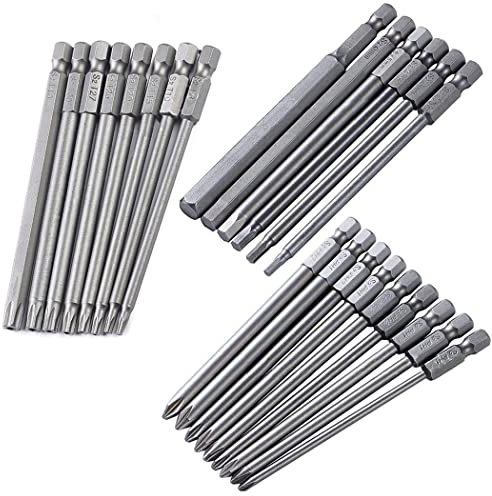 Treki 23PCS 100MM Longue Hex Tige Embouts de Tournevis Magnétique Croix + Torx + Hex Jeu de S2 Acier Embout de Visseuse pour Électrique Outil de Réparation