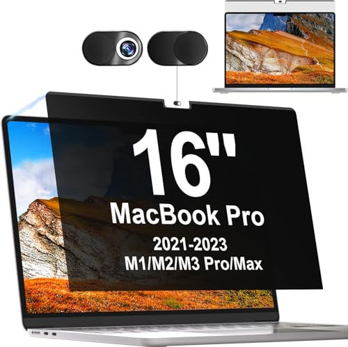 Privacy Screen Filter for MacBook Pro 16 Inch (2021-2024, M1, M2, M3,M4) -A2485/A2780, Magnetic Removable Matte Anti Blue Light Glare Filter 16inch Privacy Screen Protector for Mac Pro 16.2 Laptop
