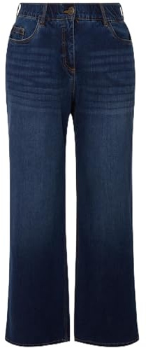 Ulla Popken Damen große Größen Übergrößen Plus Size Jeans Mary, weites Bein, 5-Pocket-Schnitt, Komfortbund 724600