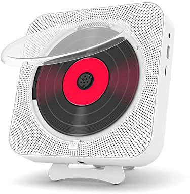 wiedao CD-Player mit Bluetooth, an der Wand montierbarer CD-Player, CD-Player mit LED-Bildschirm, 3,5-mm-Kopfhöreranschluss, unterstützt CD/Bluetooth/FM/U-Disk/SD-Karte/AUX