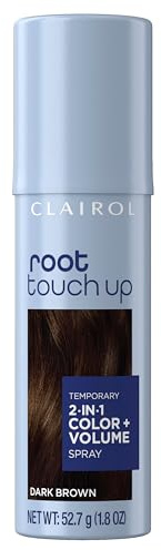 Clairol Root Touch-Up Color + Volume 2-in-1 Temporary Hair Coloring Spray, Dark Brown Hair Color, Pack of 1 - Packaging May Vary