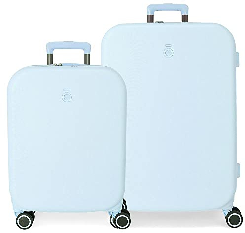Enso Annie Turquoise Suitcase Set 55/70 cm Rigid ABS Integrated TSA Closure 116L 7.54 kg 4 Double Wheels Hand Luggage