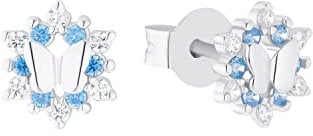 Prinzessin Lillifee Ohrstecker 925 Sterling Silber Mädchen Kinder Ohrschmuck, mit Zirkonia synth., 0,7 cm, Silber, Schmetterling, Kommt in Schmuck Geschenk Box, 2036435