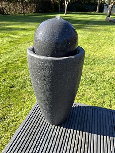 allpondsolutions Outdoor Self Contained Vase Globe Water Feature with LED Lights - Solar Panel 65x31x31 Dark Grey