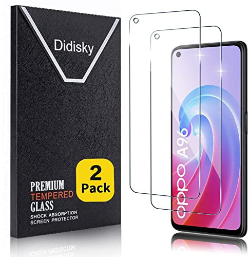 Didisky 2-Unidades Cristal Templado Protector de Pantalla para OPPO A96 4G, OPPO A36, (No para OPPO A96 5G) Antihuellas, Sin Burbujas, Fácil de Limpiar, 9H Dureza, Fácil de Instalar, Transparente