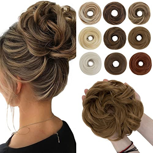 SEGO Haarteil mit Gummiband Große Dutt Haarteile Haargummi mit Haaren Extensions Pferdeschwanz Zopf für Damen (55 G) Kaffee Braun