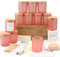 MILIVIXAY 12 Pack 7 OZ Frosted Pink Glass Candle Jars with Lids and Candle Making Kits - Bulk Empty Candle Jars for Making Candles - Spice, Powder Containers.