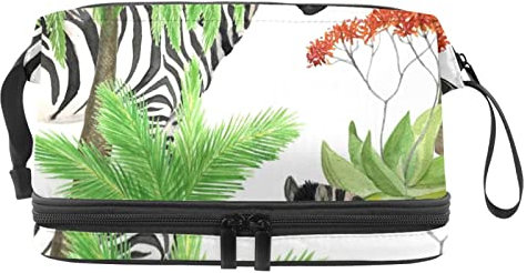 Elektronischer Organizer Reise Kabel Organizer Elektronikzubehör Hüllen für Kabel, Ladegerät, USB, SD Karte,Moderne Kunst Tropische Dschungel Zebra Pflanzen Blume