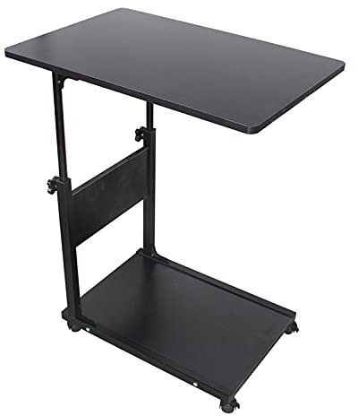 Table d'appoint avec roulettes, table pour ordinateur portable, hauteur réglable, bureau réglable, poste de travail mobile portable, bureau d'ordinateur debout pour bureau chambre (saule noir)