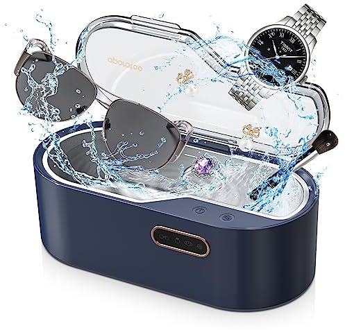 Limpiar Plata Ultrasonico, 450 ml Dispositivo Ultrasónico con 4 Ajustes de Tiempo 45 KHz, Limpiador Ultrasónico Profesional para Joyas, Gafas, Relojes, Plata, Anillos