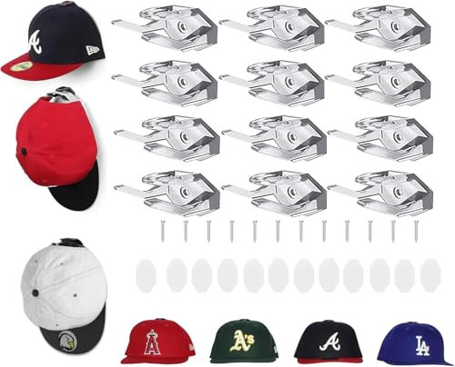 Guidre Selbstklebende hut-halter,12 Stück Selbstklebende Huthaken,Minimalistischer Huthalter, Cap Halterung Wand,Selbstklebende Kappenhalter,Kappenhaken für die Wandmontage