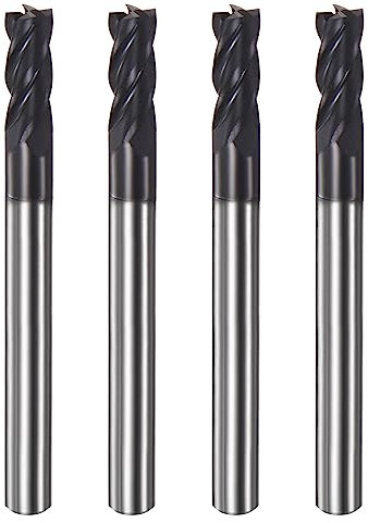 sourcing map 4uds Cuadrado Extremo Molinos 3/16 Corte Diámetro HRC 60 4 Flautas AlTiN Recubrimiento Tungsteno Acero Carburo fresadora taladro para Endurecidos Aceros