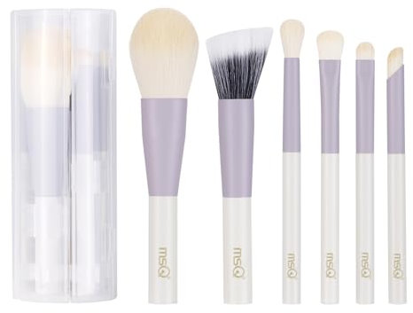 MSQ 6 Stück Pinselset Makeup Mini Make-up Pinsel Set mit faltbarer Box Pulver Kosmetik Concealer Mischen Lidschatten Pinsel Sets
