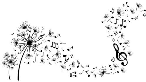 SUPERDANT Wandtattoo Löwenzahn Wandsticker Musiknoten Wandaufkleber Abnehmbar Abziehen Und Aufkleben Wasserfest Vinyl Wandsticker Für Kinder Babys Klassenzimmer Wohnzimmer Musikzimmer Schlafzimmer