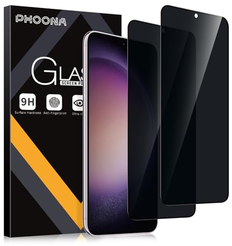 Phoona 2 Pièces Anti-Espion Verre Trempé pour Samsung Galaxy S23+ /S23 Plus 5G,Privacy Protection D'écran pour Samsung S23+ 5G,[Anti-Peeping] [Anti-Spy] [Dureté 9H] [Anti Rayures] Film Protection