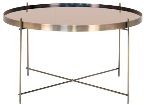 möbelando Couchtisch >Venezia< in Messing, Glas - 70x40x70cm (BxHxT)