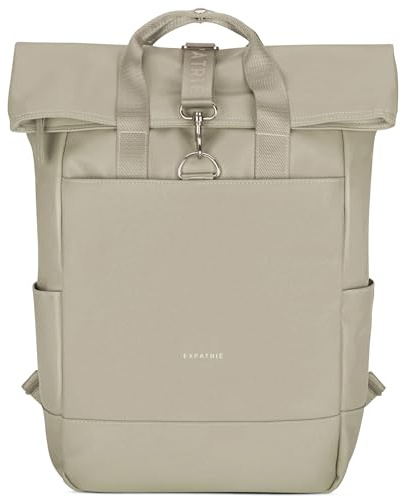 Expatrié Rucksack Damen Grün - Adele - Rolltop Tagesrucksack Elegant für Uni Fahrrad Arbeit - Eleganter Laptop Backpack Groß Frauen - Wasserabweisend