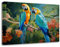 LZIMU Papageien Bild tropischer Ara Leinwandbilder bunter Vogel auf Ast Gemälde Drucke Waldtier Kunstwerk für Wohnzimmer Schlafzimmer Gerahmt(Bild-1, (30.00 x 45.00 cms))