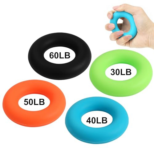 4 Stück Handgriffstärker und Trainer, Unterarm Finger Handgrifftrainer, Silikonringe Hand Training, Grip Strength Trainer, Silikonringe für Muskeltraining Sport, Klettern, Bouldern, Fitness