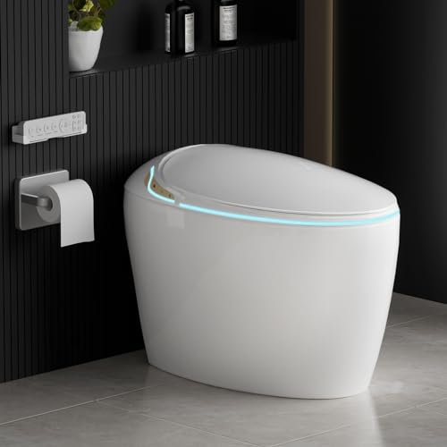 yoakaiax Smart Toilette, bidet intelligente per bagno, WC con spruzzatore di acqua calda e asciugatrice, funzionamento con sensore di piede, sedile bidet riscaldato, WC intelligente con display LCD,