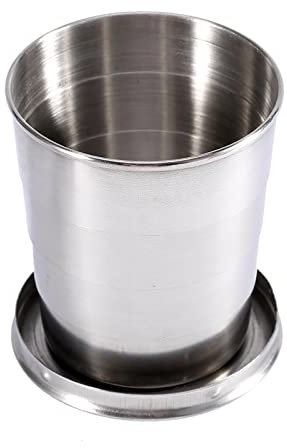 Gobelet Pliant en Acier Inoxydable, Gobelet Pliable, Gobelet de Camping, Gobelet Pliable, Gobelet en Cuivre, Gobelet à Boire, Portable, Réutilisable avec Porte-clés pour Voyage,